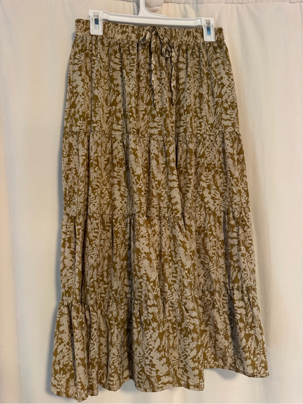 Shop Stevie Brown and Cream Floral Tiered Maxi Skirt